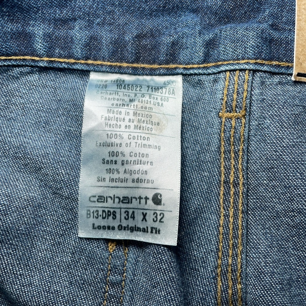 NWT Carhartt Men's Loose Original Fit Work Dungaree Jeans Size 34x32 Blue - Picture 2 of 10